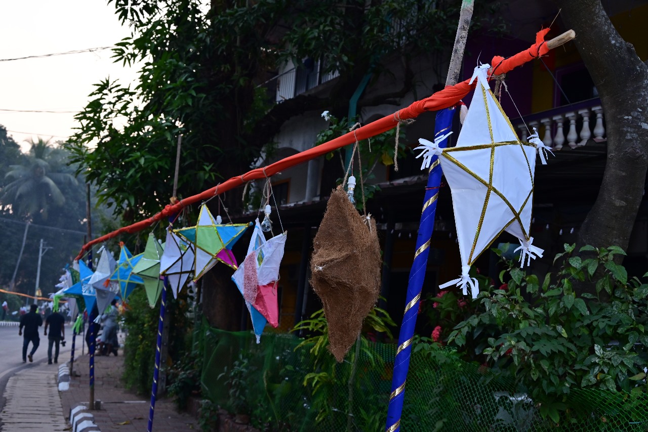 Stars hanging alongside the street